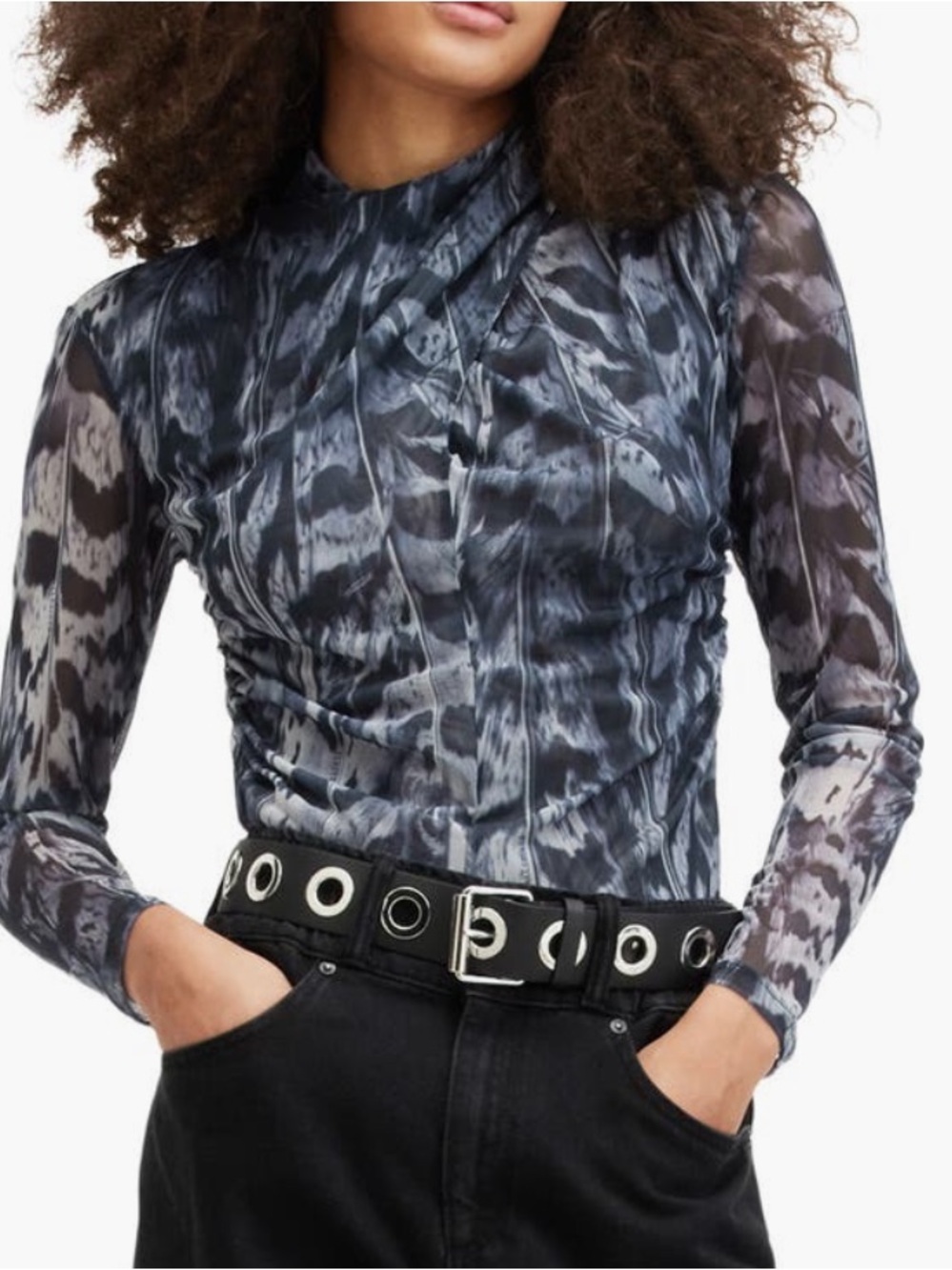 AllSaints Tia Long-sleeve Mesh Top